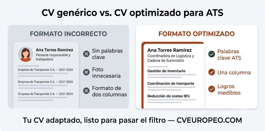 Comparación de un CV genérico frente a uno adaptado y optimizado para ATS